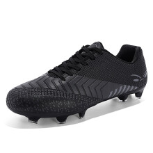 (4.5, Black) Men Soccer Trainers Cleats Shoes Teenager Football Shoes