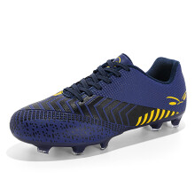 (8.5, Navy) Men Soccer Trainers Cleats Shoes Teenager Football Shoes
