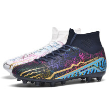 (10, White-AG) Men Soccer Cleats Outdoor High Top Football Shoes Trainer Sneakers