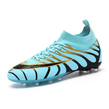 (9.5, Green-AG) Mens Soccer Cleats Black Teenager High Top Trainning Football Shoes