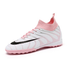 (10.5, Pink-TF) Mens Soccer Cleats Black Teenager High Top Trainning Football Shoes