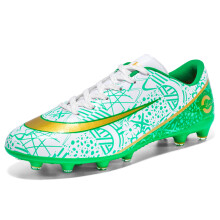 (8, White/Green-AG) Teenager Low Top Football Shoes Men Soccer Trainers Cleats Shoes