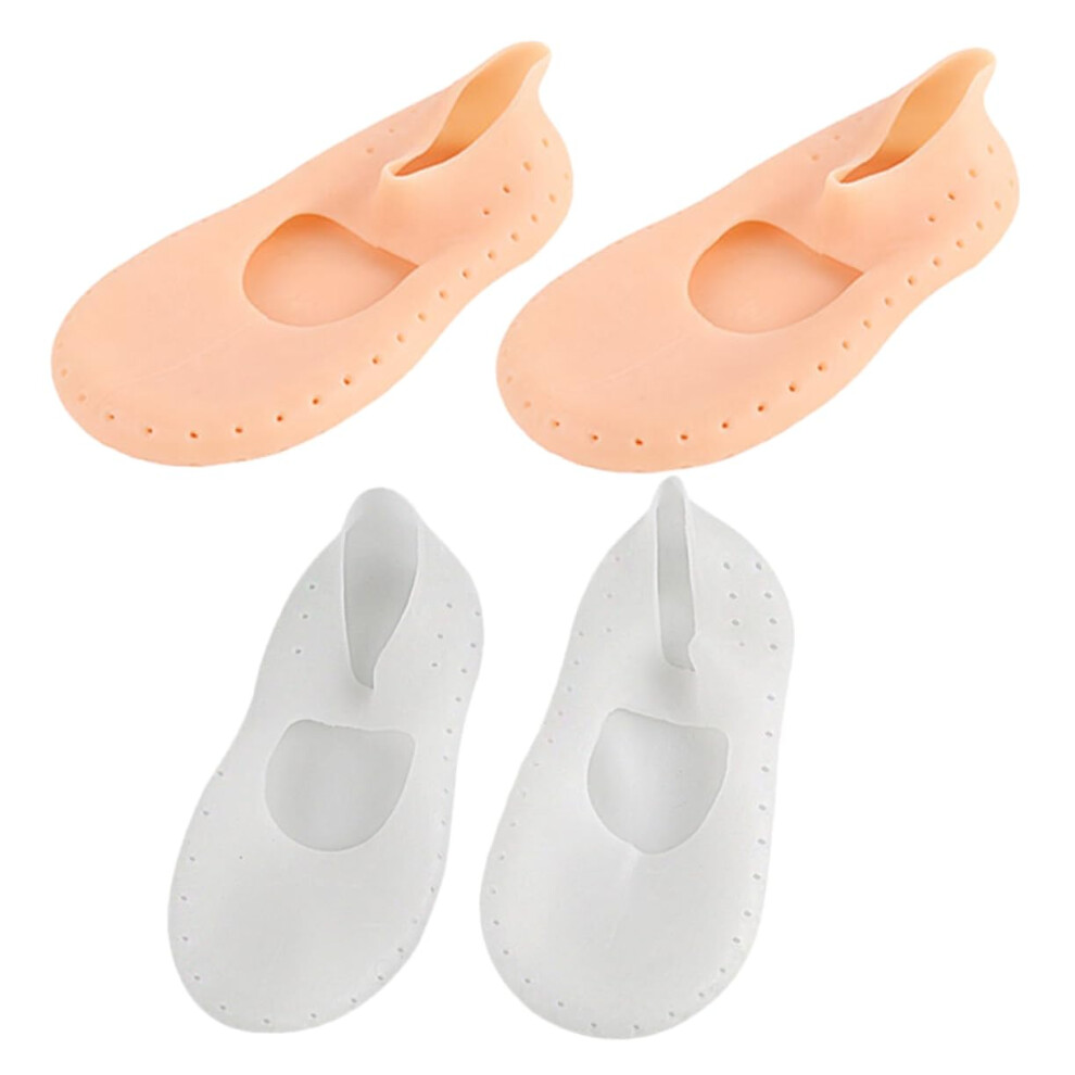 Moisturizing Heel Socks with AntiSlip Silicone Grip for Cracked Feet Breathable SkinTone 2 Pairs