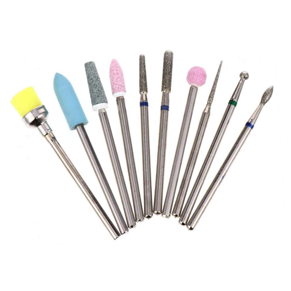 10pcs Tungsten Steel Nail Drill Bits Set for Acrylic and Gel, Low Dust, Heat Reduction