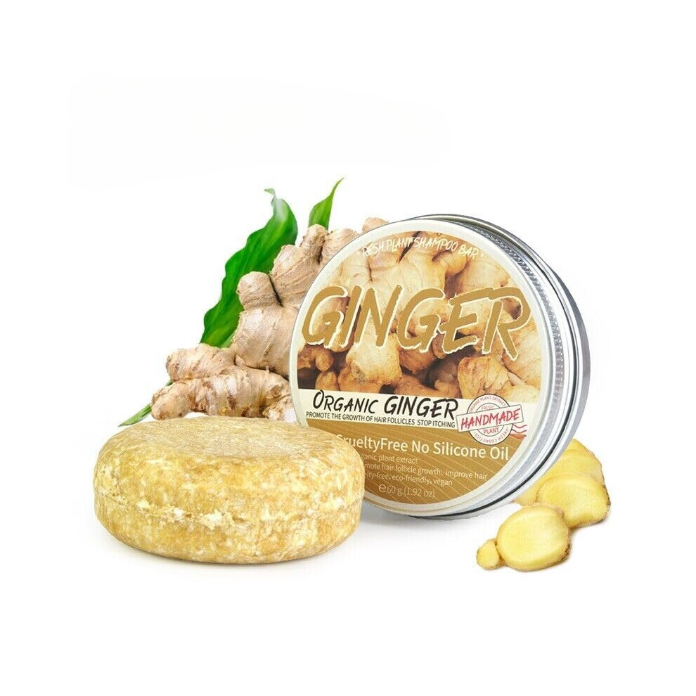 Ginger Hair Growth Shampoo Bar with Olive and Camellia Oils for Anti Hair Loss and Scalp Nourishment