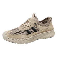 Men's Orthopedic Hiking Shoes Slip On with Arch Support Breathable Mesh Non Slip Sneakers Khaki 10 UK Wide