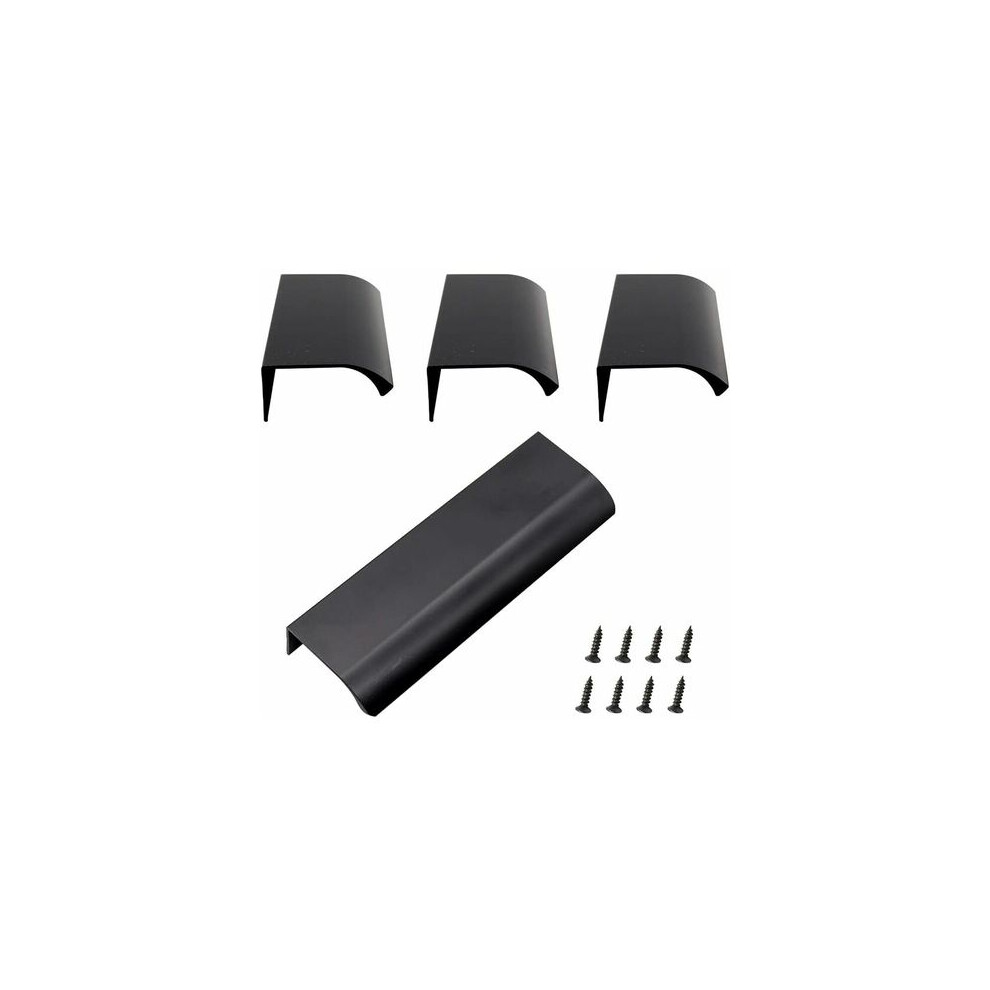 Black Cabinet Finger Pulls, Aluminum Alloy Construction Rust-Proof Surface Treatment For Sliding Doors, One-Piece Design Edge For Style 120X40mm 9423501421678