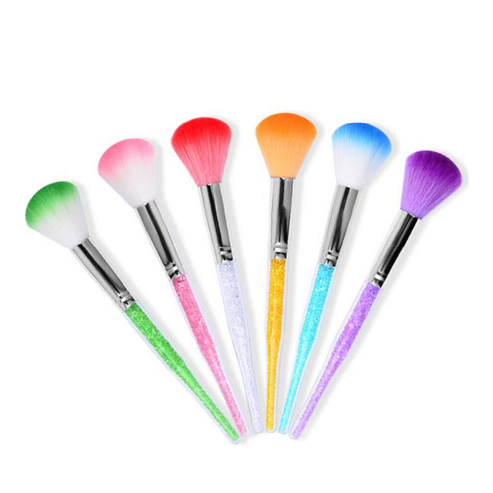7pcs Ergonomic Nail Dust Brush Set with Long Handle and Soft Bristles for Manicure Cleaning