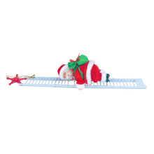 Papai Noel cantor subindo a escada, design exclusivo com Papai Noel musical para decoração de parede ou árvore de Natal em casa e festas.