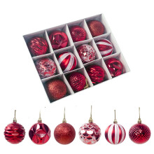 Red And Silver Glittered Geometric Ball Ornament, Lightweight Christmas Tree Decor, Ideal For Indoor Use