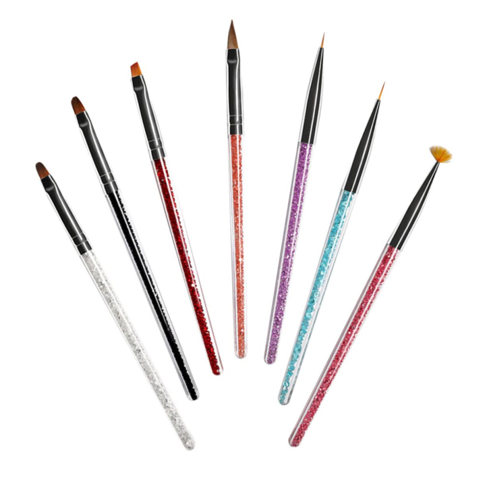 8 Piece Professional Nail Art Brush and Pen Set with Ergonomic Handles for Precise Detailing