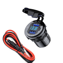 Presa di ricarica rapida USB metallica per veicoli a 12V/24V, presa USB da 12V con display digitale a LED della tensione e tecnologia di ricarica