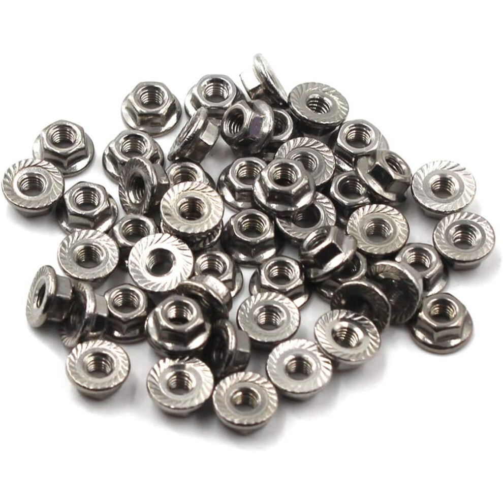 Bright Finish Serrated Flange Nuts, Galvanized Hex Lock Nuts For Indoor Outdoor Use, 50Pcs M8 Metric Nuts With Corrosion Resistance 9173940942103