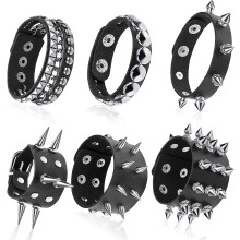 Armbånd med nitter til rockentusiaster, gotisk steampunk-manchet med punk-æstetik, armbånd i PU-læder med metalnitter og pigge, unisex