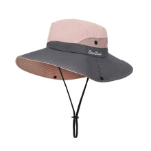 Women's Safari Sun Hat, Breathable Outdoor Bucket Hat with Ponytail Hole Design, Waterproof UV Protection Wide Brim Hat for Beach Fishing Camping,