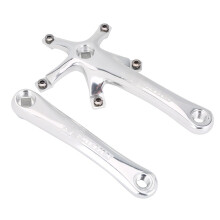 Bicycle Crankset 1 Pair Aluminium Alloy Single Speed Bike Cranks for Replacement (Silver)