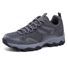 Men's Waterproof Hiking Shoes Breathable Mesh Leather NonSlip Rubber Sole Gray 7 UK