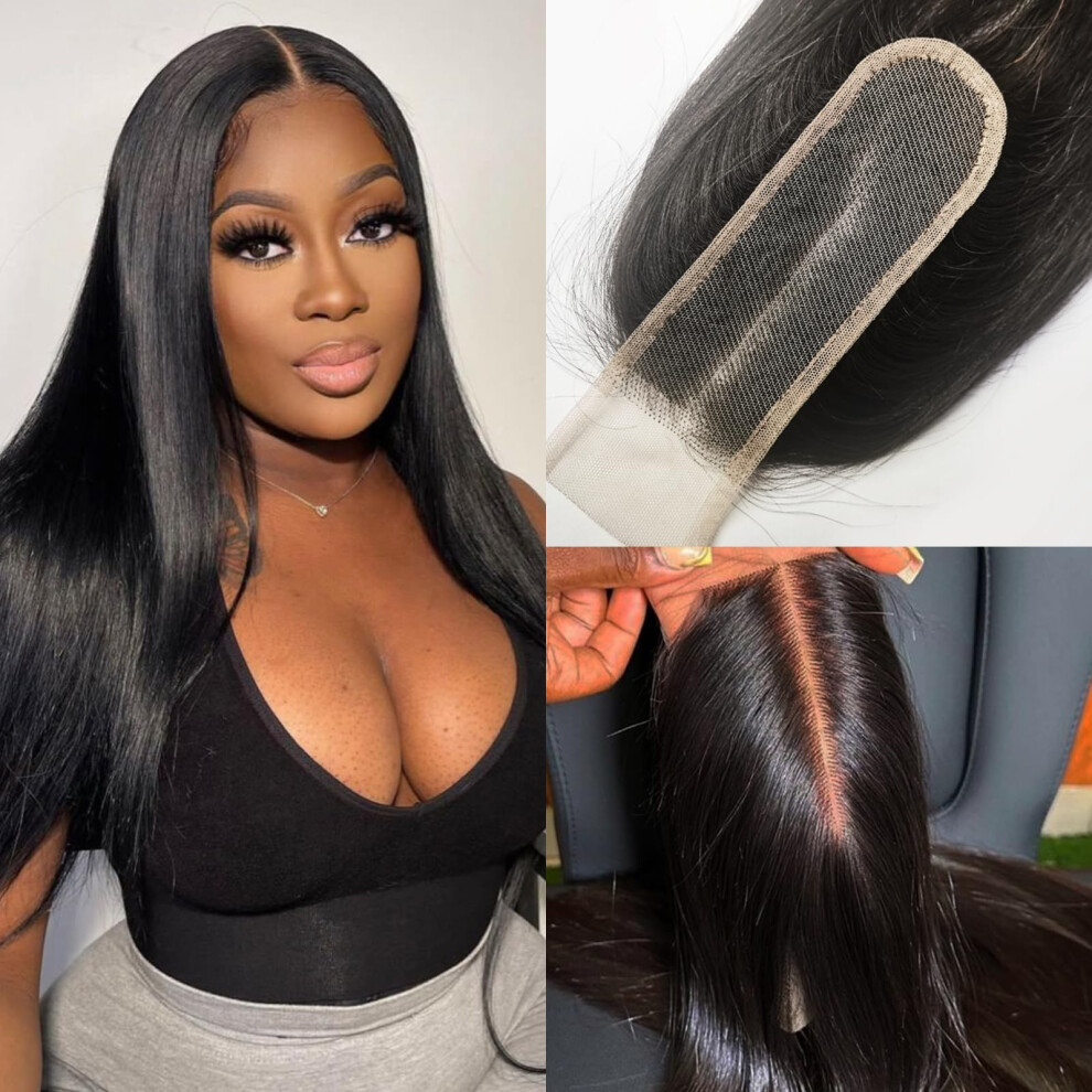 Unisex 2X6 Hd Lace Closure 10 Inch Straight Brazilian Human Hair Preplucked Natural Hairline Transparent