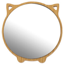 Wooden Cat Makeup Mirror with Adjustable Frame for Girls Women Dressing Table Decoration