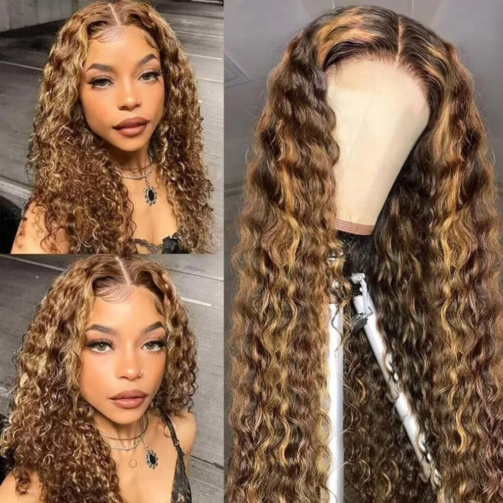 Unisex 10 Inch 4T27 Ombre Brazilian Curly Lace Front Wig Human Hair Hd Glueless Pre Plucked Hairline For Women
