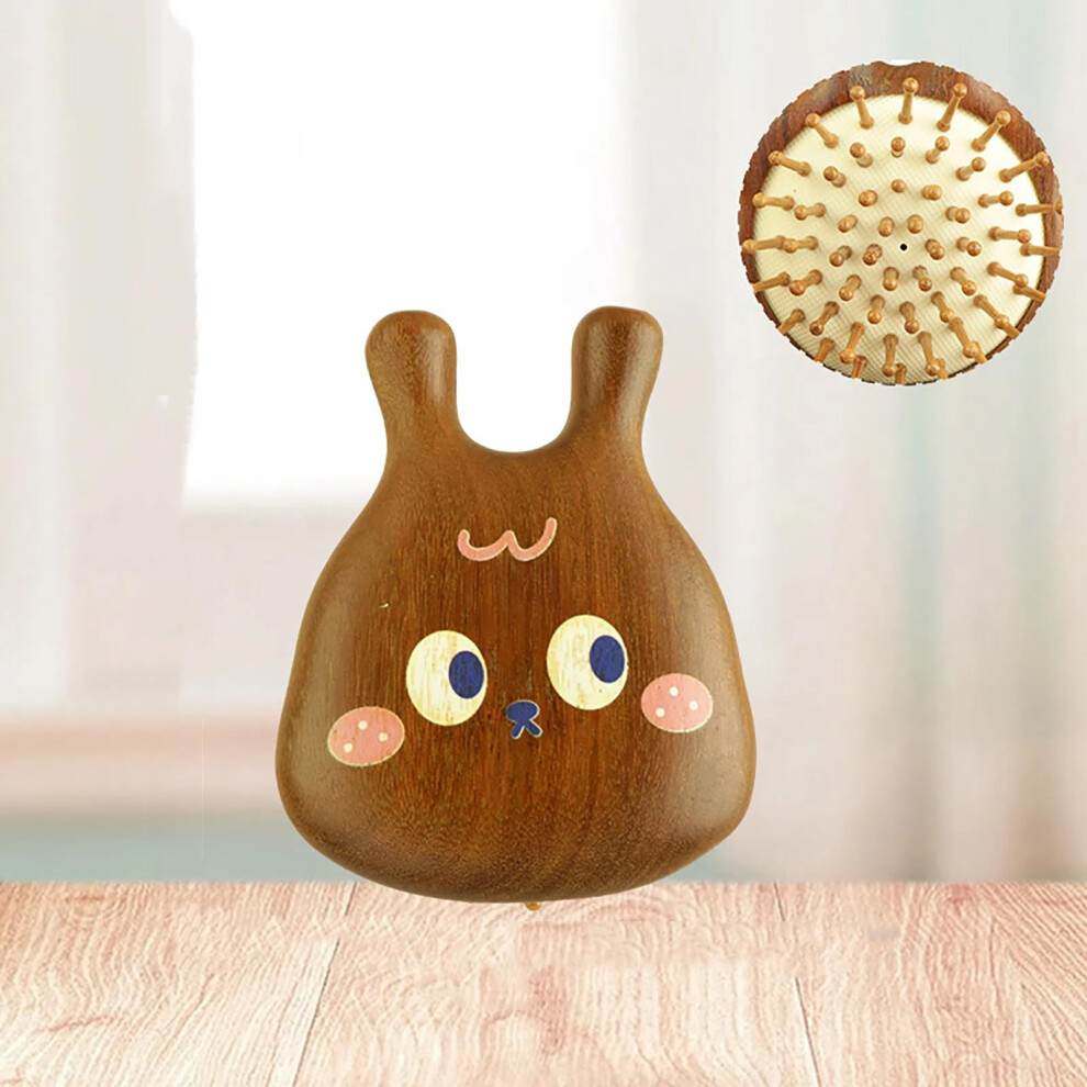 Sandalwood Hair Brush with Air Cushion, Wooden Scalp Massage Comb for AntiStatic Detangling