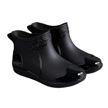 Men's Waterproof Wellington Boots Non‑Slip Rain Shoes Lightweight Garden Ankle Boots Black 6.5 UK