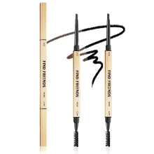 2PCS Waterproof Micro Brow Pencil with Spoolie, Retractable Tip, Longlasting Natural Look, Black and Deep Brown