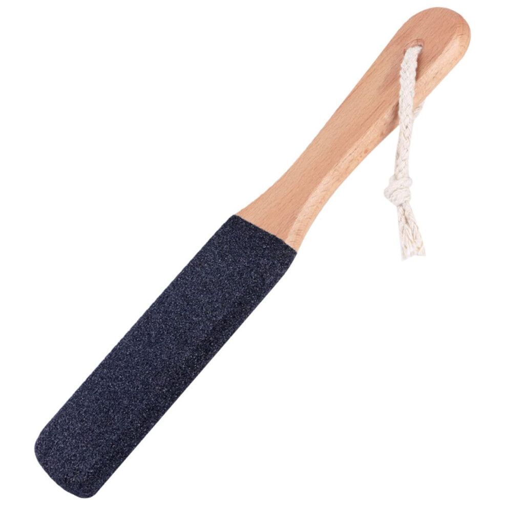 2 Pcs Double Sided Wooden Handle Foot File and Foot Scraper for Dead Skin Removal Black