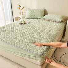 Single Mattress Protector 90x200cm Extra Deep 30cm Quilted Fitted Sheet with Pillowcase Green