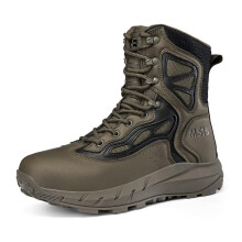 Men's Leather Hiking Boots Waterproof Outdoor Grip Ankle Support Brown Green Black 10 UK