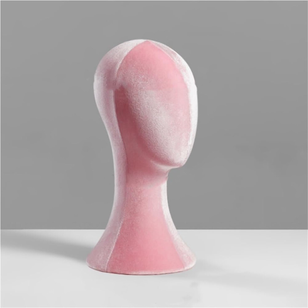 Unisex Pink Mannequin Head With Shoulders Velvet Wig Stand 35Cm For Hats Wigs And Boutique Displays