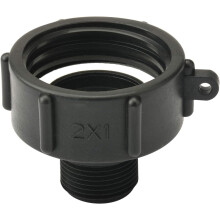 Adaptateur mâle pour tuyau d'arrosage, compatible avec les conteneurs IBC de 5 x 2,5 cm (2 x 1 pouce). Conception étanche de qualité alimentaire,
