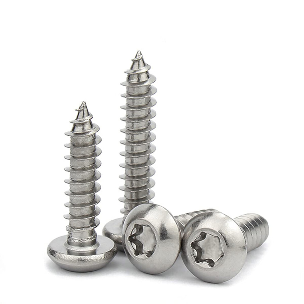 Six Lobe Stainless Steel Security Screws, Self Tapping Torx Drive Fasteners For Wide Applications, Oxidation And Corrosion Resistant, M4 X 20Mm, 50 9173940945647