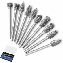 Rotatiegereedschapbeitelset, dubbelsnijdende ontbraamgereedschappen van wolfraamcarbide, compatibel met Dremel en de meeste roterende gereedschappen,