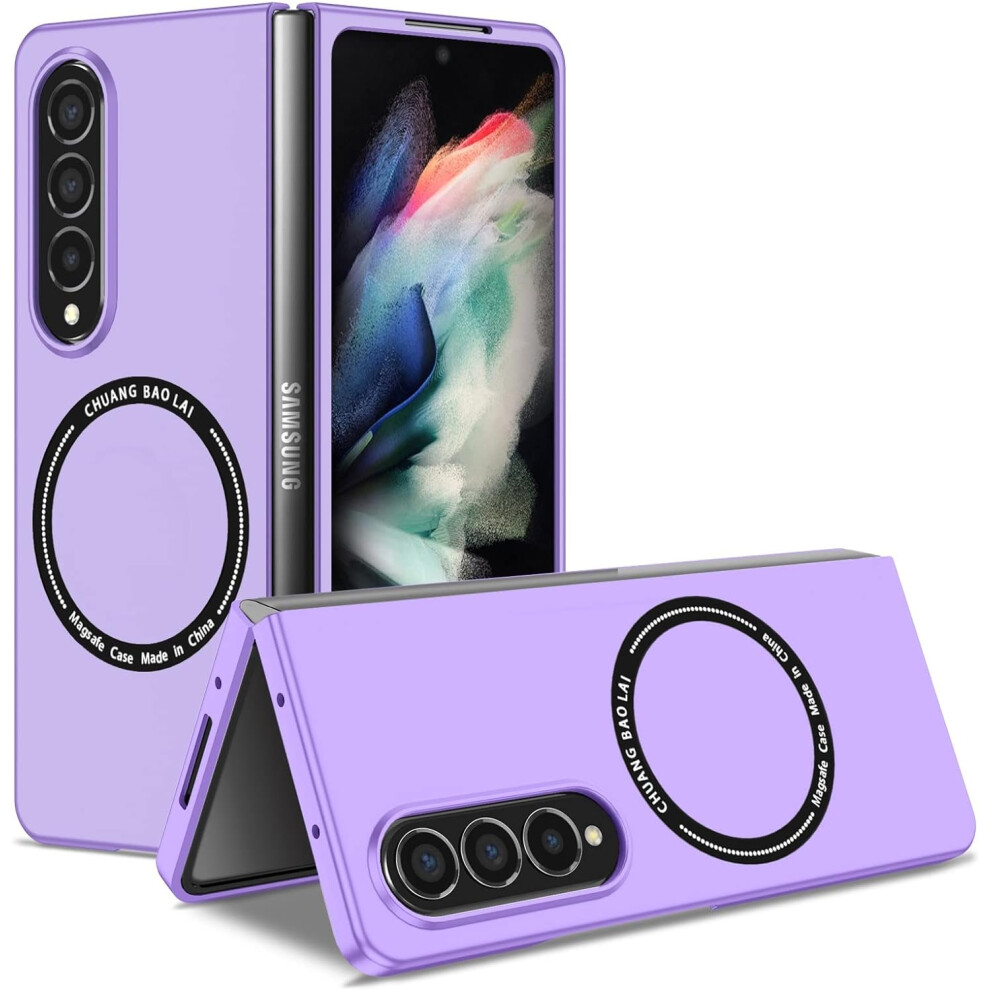 Magnetic Absorption Protective Cover Case For Samsung Galaxy Z Fold 4 5G, Built-In Magnet Circle Shockproof Case, Silky Liquid Pc Bumper For Wireless 9340258974724