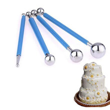 Professional Fondant Cake Tools, Stainless Steel Sugar Craft DIY Baking Set With Non-Slip Rubber Handle For Home School Projects, 4PCS
