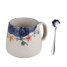 Retro Chinese Japanese Style Hand-painted Floral Pattern Versatile Small Serving, Ceramic Soup Rice Bowl for Hot And Cold Drinks, Enlarged Thickened