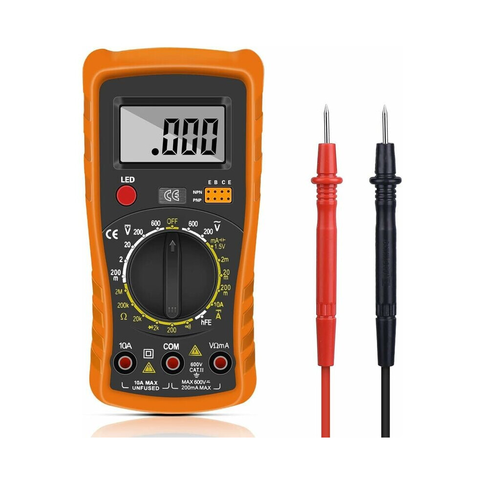 Orange Plastic Digital Multimeter, Precision Tool With Overload Protection And Wide Application For Laboratories And Home 9173940951327