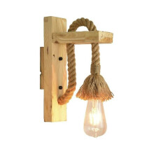 Appliques murales de style vintage pour salle de bain, en bois naturel avec une lumière douce pour les yeux, applique en corde de chanvre et bois,