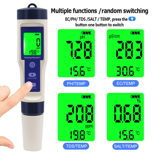 Digital PH Meter with 5-in-1 Function, High Precision Water Quality Analysis Tool, Multiparameter Water Test for Laboratory Testing Applications 1