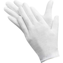 White Cotton Gloves, 12 Pairs Large, Ideal For Elegance In Inspections, Formal Wear, And Serving Roles