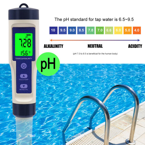 Digital PH Meter with 5-in-1 Function, High Precision Water Quality Analysis Tool, Multiparameter Water Test for Laboratory Testing Applications 2