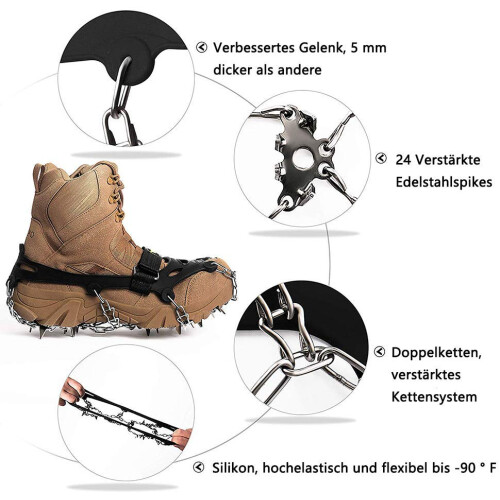 Παγοδρόμια Winter Trail Crampon, Ανθεκτική πλάκα από χάλυβα με 19 αντιολισθητικές ακίδες, 2