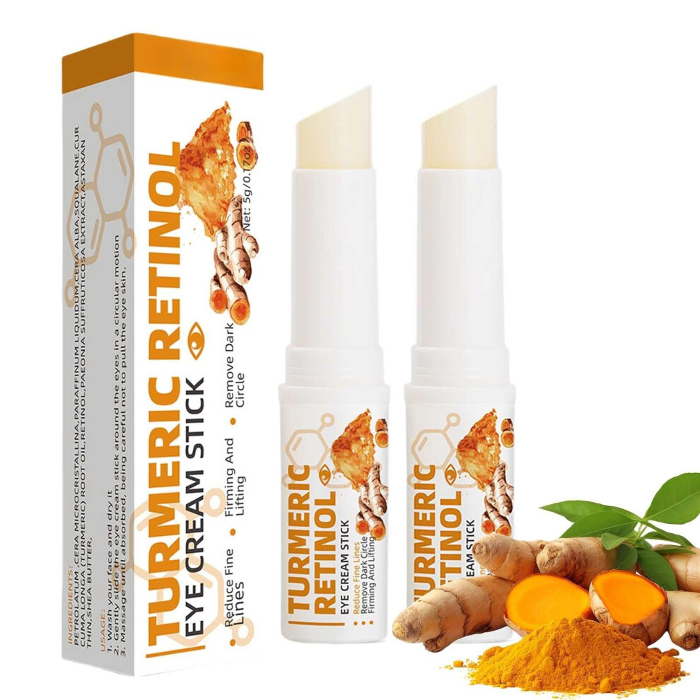 Dark Retinol Eye Stick With Turmeric For Circles And Puffiness, Anti Aging Hydrating Eye Care (2Pcs)