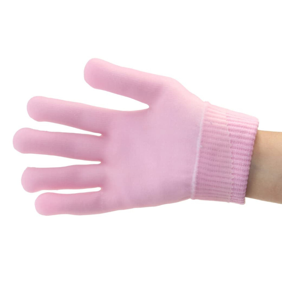 Moisturizing Gloves with Gel Lining and Vitamin E for Dry Hands, Cotton Spa Gloves Rosy