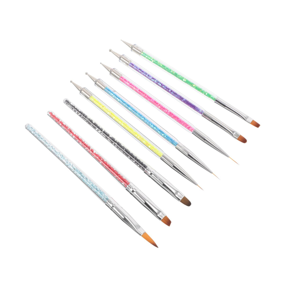 8pcs Nail Art Brush Set with Dotting Tools, Gradient and Liner Brushes for Precise Manicure Designs