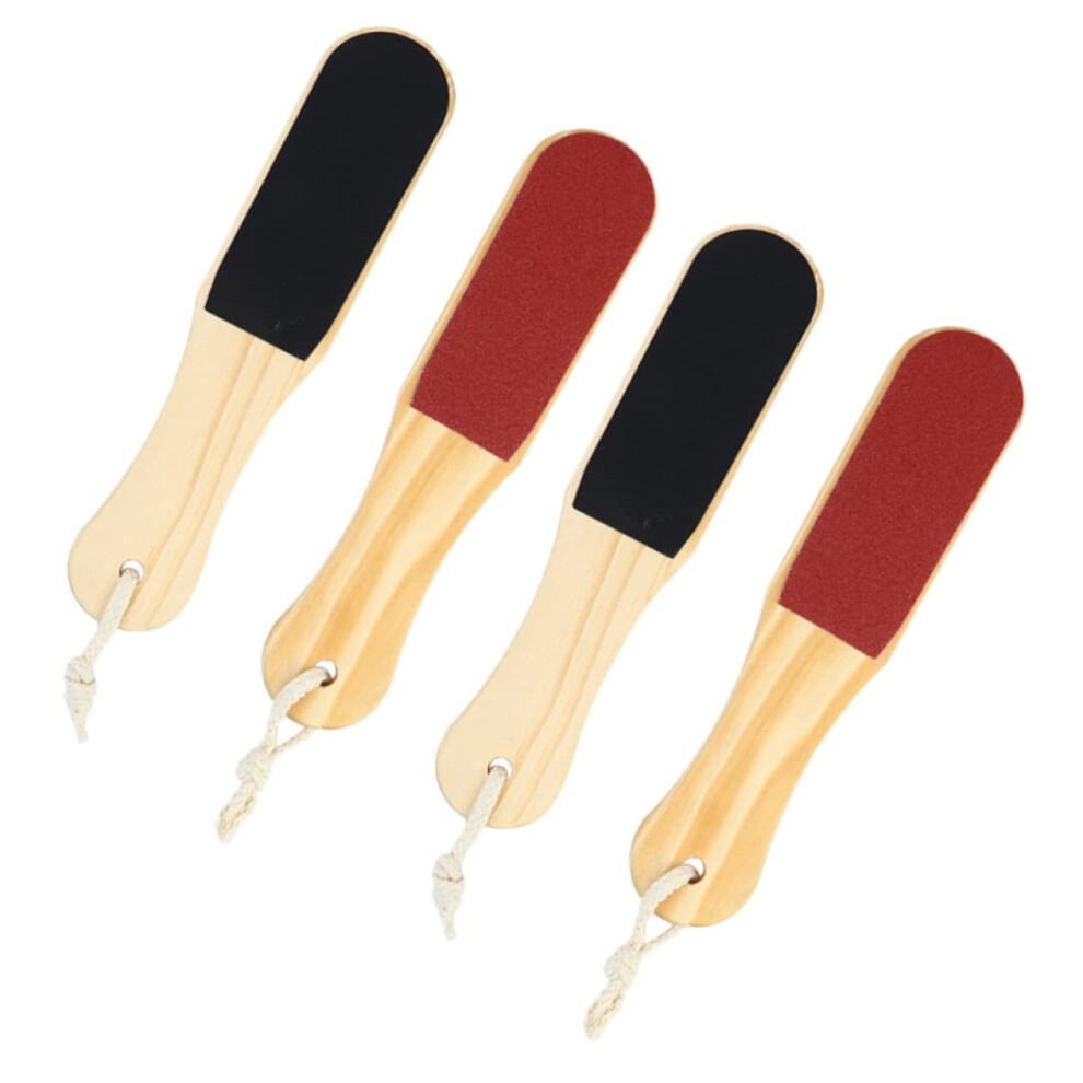 4Pcs Double Sided Wooden Foot File Callus Remover for Dead Skin Removal Home and Salon Use
