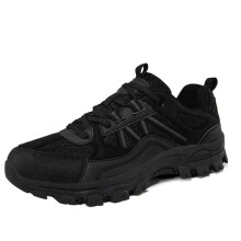 Men's Black Mesh Leather Outdoor Sneakers with Breathable Panels and NonSlip Rubber Sole 9 UK
