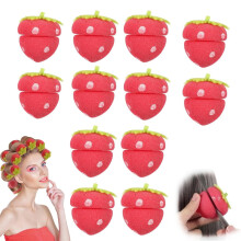 Strawberry Heatless Hair Curlers 12Pcs Soft Foam Rollers for Overnight Curls and LongLasting Waves