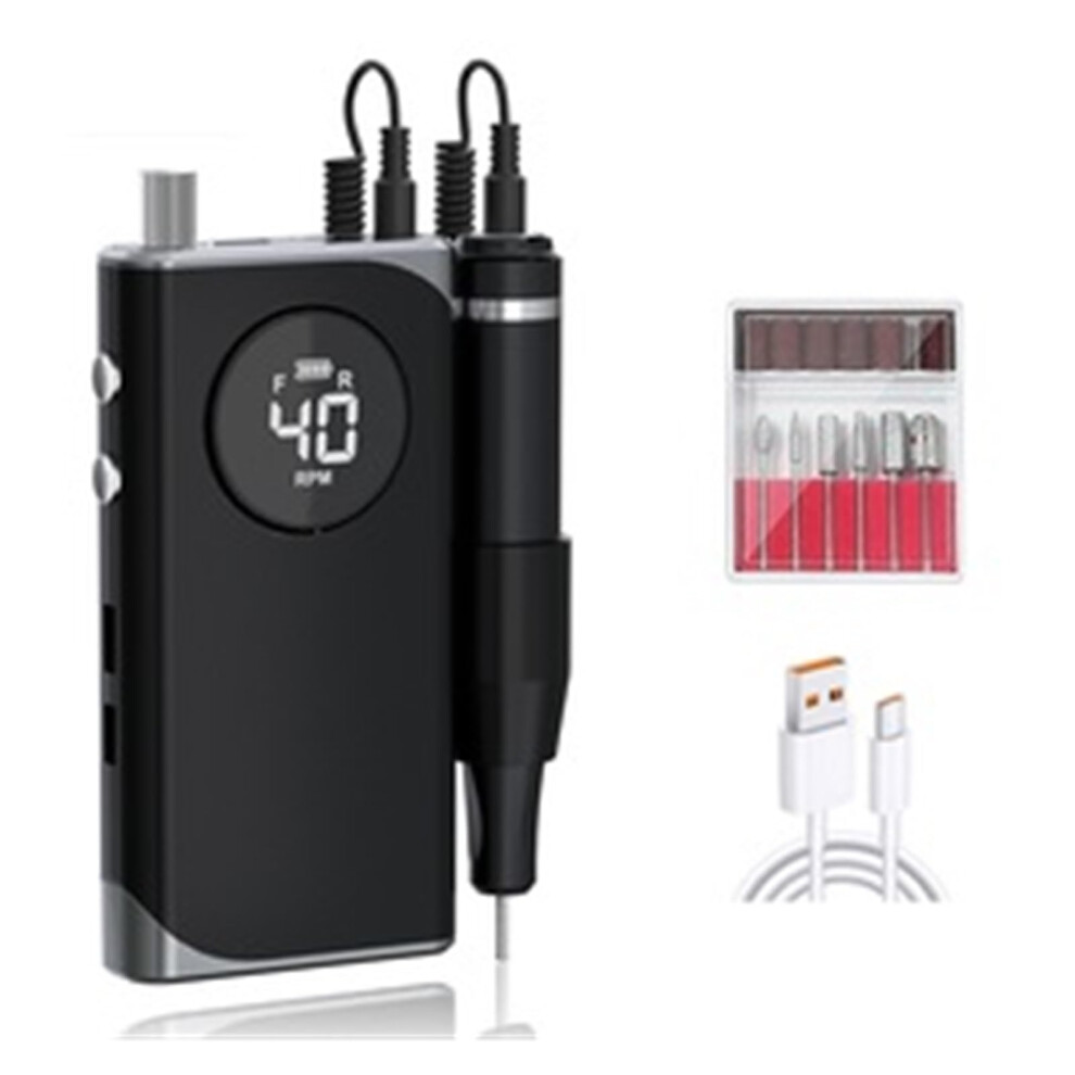 Electric Nail Drill 40000RPM Rechargeable Low Noise Cordless Manicure Pedicure Polisher Tool